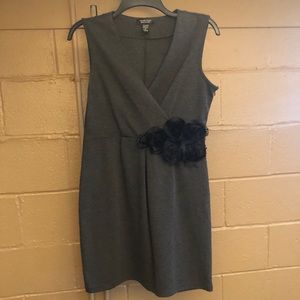 Grey Dress with Floral Accent